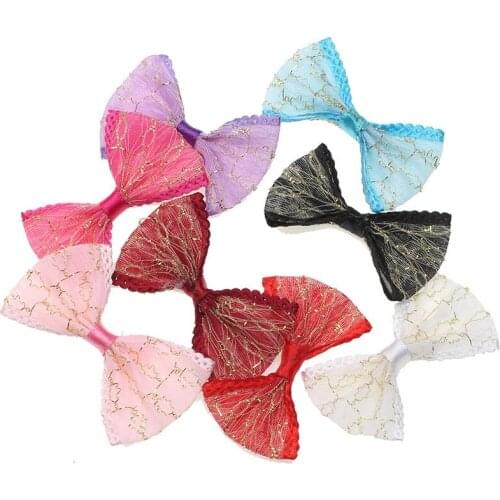 30pcs Mixed Gold Wire Baby Satin Ribbon Polyester Bowknot Hair Clips Applique Craft Wedding Bow Tie Scrapbooking Decoration