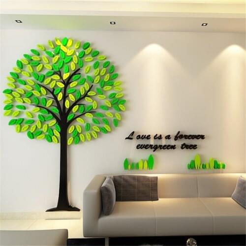 Cartoon Tree Acrylic Wall sticker 3D children room Kids bedroom living room kindergarten classroom creative decorative stickers