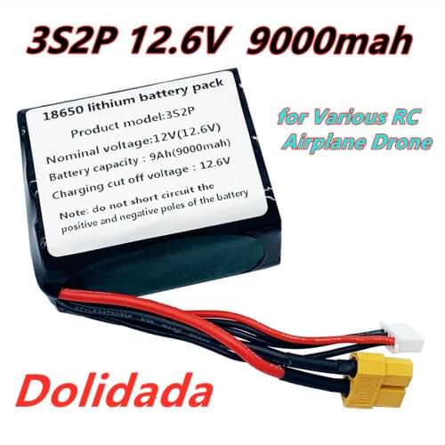 12V Battery 12.6V 9000mAh 3S2P KLUOSI UAV Li-ion Use Single Cell NCR18650GA Combination Suitable for Various Drones