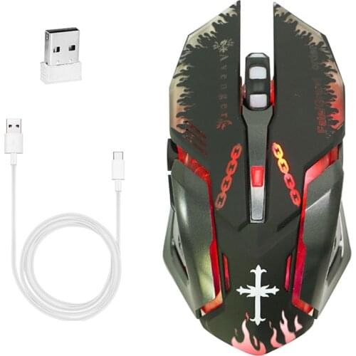 Rechargeable 2.4G wireless silent mouse pink luminous DVA computer gaming mouse 2400DPI (for PC notebook computers) DOTA, LOL