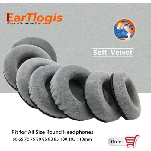 EarTlogis Grey Universal Replacement Velvet Ear Pads Parts Earmuff Cover Cushion Cups pillow for All size Round Headphones