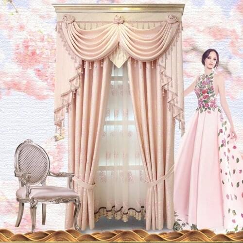 European relief and fresh printed cloth curtain curtain of sitting room bedroom study villa