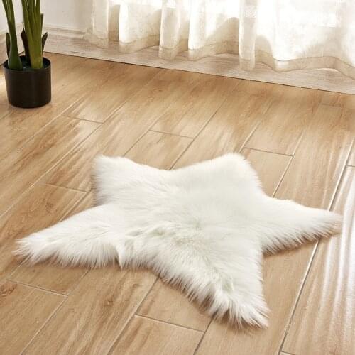 Pentagram shape Fur Artificial Sheepskin Hairy Carpet Living Room Bedroom Rugs Skin Fur Plain Fluffy Rugs Washable Bedroom Mat