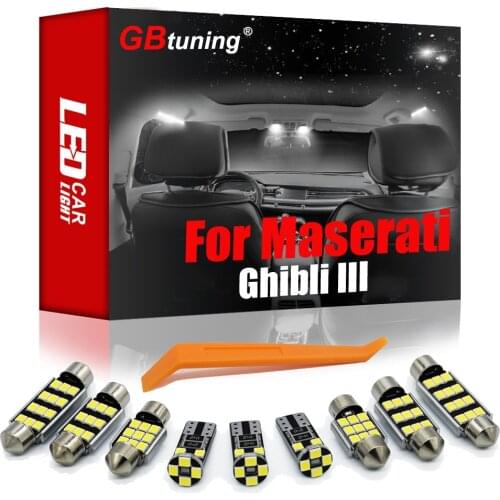 GBtuning Canbus No Error LED Interior Light Kit 10P For Maserati Ghibli III 2013+ Vehicle Car Map Ceiling Dome Indoor Trunk Bulb