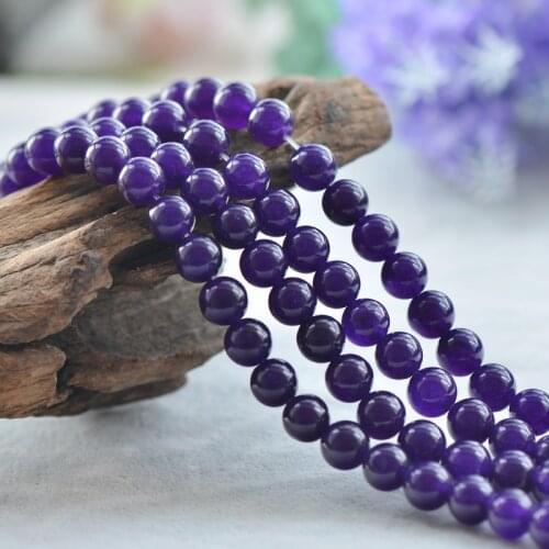 Joanlyn Grade A Natural Purple Jade Beads 6mm 8mm 10mm 12mm Smooth Polished Round 15 Inch Strand JA36