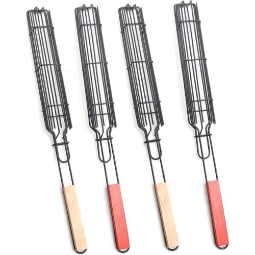 Grilling Basket Kabob Skewers Non-Stick Kabob Grilling Baskets - BBQ Grill Fish, Vegetable, Onion, Barbecue Sausage Cage