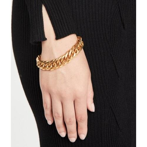 SRCOI Trendy Geometric Punk Thick Link Chain Minimalist Chunky Chain Necklace Women Simple Street Shot Jewelry Party Gifts