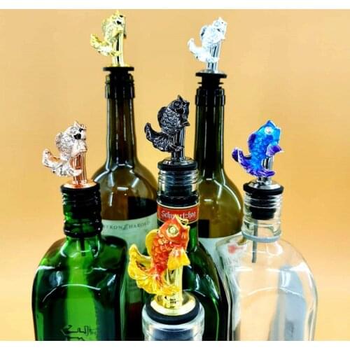 Goldfish Wine Pourer 2pcs/set New Metal Pouring Tool with Bar Home Gift Accessories Red Wine Wild Grid Wine Mouth Pour spouts