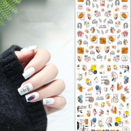 Newest CA 662 663 abstract lady 3D nail art sticker decal stamping back gule DIY nail decoration tools