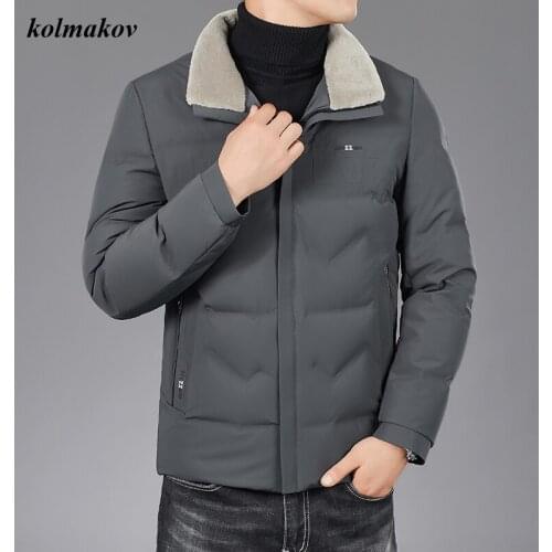 New Arrival Winter Style Men Boutique Warm Turn down Collar Down Coat Fashion Casual Solid Zippers Woolen Collar Overcoat M-4XL