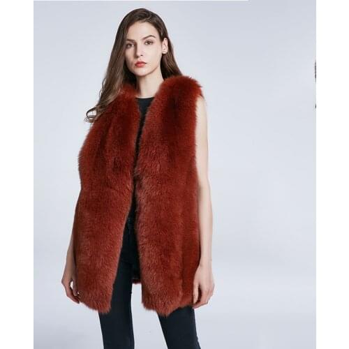 JKP NEW Women real natural fox fur coat 70cm Fur animal vest sleeveless Outwear fashion winter fur coat ZHM-75C
