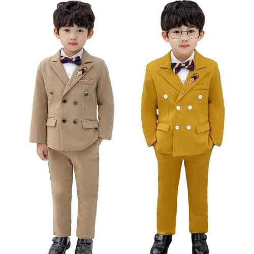 2021 Autumn Baby Boy Formal Costume Dresses Children Wedding Suits Winter Tuxedo Kids School Uniform Classic Christmas Clothes