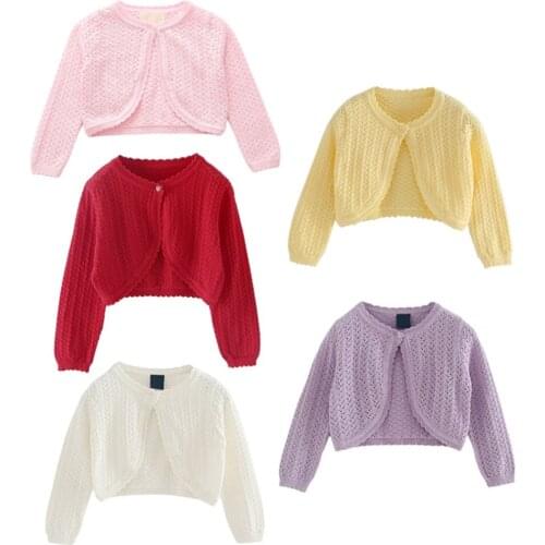Autumn Children Coat Girls Shirt Cardigan Knitted Thin Sweater Long Sleeve Casual Tunic Korean Clothing Top 2T-9T New Arrival