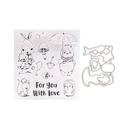 Easter Bunny Stamp and Dies 2021 Transparent Clear Silicone Stamp Cutting Die Set for DIY Scrapbooking Photo Decorative
