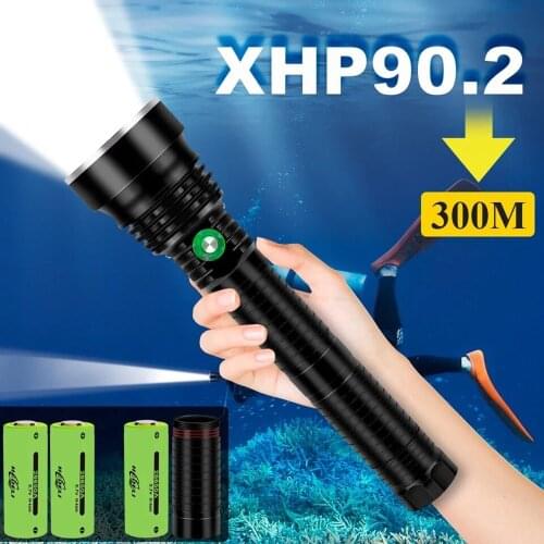 Professional XHP90.2 diving flashlight led xhp90 Underwater lamp xhp70.2 diving torch lamp White yellow light diving flashlight