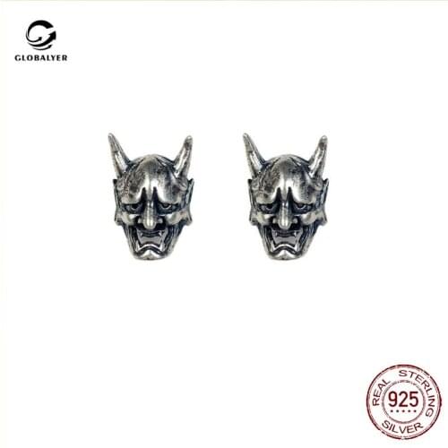 S925 retro distressed sterling silver earrings Creative skull-like princess earrings Friends' birthday gifts Free shipping 518