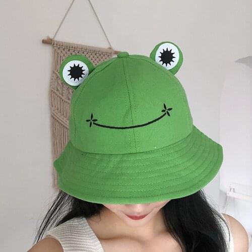 Dodo Lip Frog Bucket Hat Sun Protect Fishing Hat Big Eye basin Cotton hat For Outside Womens Hat Cap for Girl Cute Frog Hat