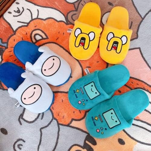 HKSNG Cute indoor Slippers Adventure Time Slippers Lovers Soft Girl Slippers Finn Plush Shoes Home Slippers Children Gifts