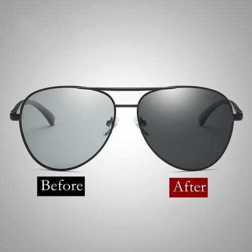 2018 Sunglasses Men Polarized Photochromic Pilot Sunglasses Driving Goggle Chameleon Change Color Glasses Men Women Retro