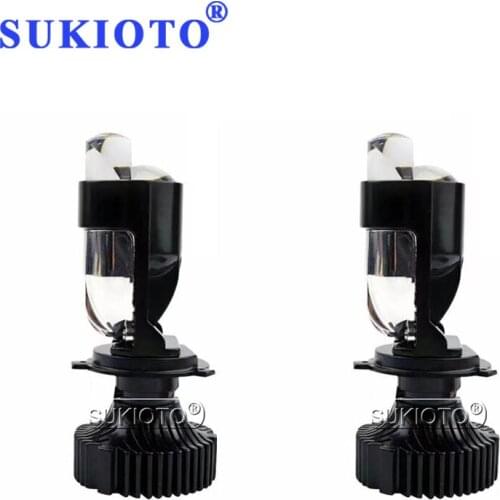 SUKIOTO 2PCS 20000LM H4 LED Mini Projector Lens Automobles Bulb 6000K White H4 High Low Beam Canbus LED Auto Headlight Bulbs