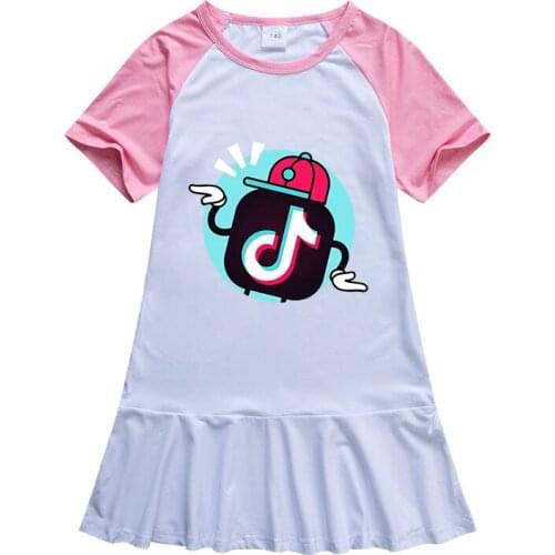 TIK TOK Girl Dress Kids Dresses For Girls Casual Cotton cartoon Princess Baby Girl TIK TOK Clothes Summer Dress