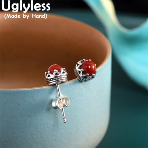 Uglyless 7MM Unisex Black Zircons Crystal MINI Studs Earrings for Men Women Real 925 Silver Brincos Bijoux Neutral Stars Earring