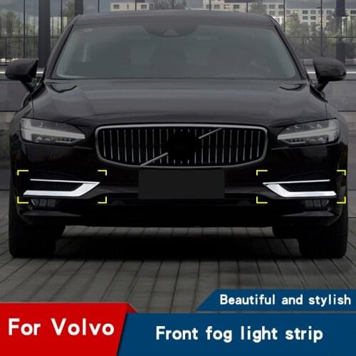Car front bumper decoration bright strip car stickers fog lights bright strip for Volvo S90 chrome accessories