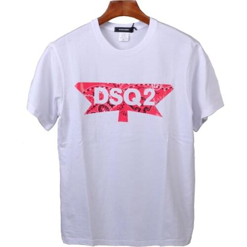 High-Quality Fashion Loose Soft Comfortable Smooth Black White Couple Adult Woman Man DSQ2 Letter Cotton Knitted Top Tee T-shirt