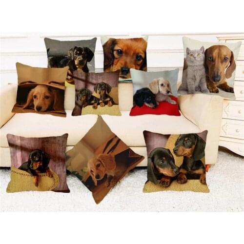 XUNYU Cushion Cover 45x45cm Cute Dachshund Pillow Cover Child Home Sofa Decoration Pillow CasesThrow Pillowcase наволоч