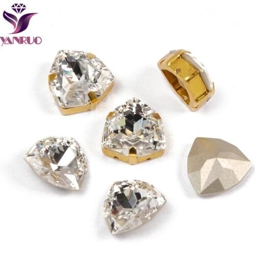 YANRUO 4706 Trilliant Fancy Stones Glass Beads Pointed back Crystal With Claw Setting Crafts Sew on Dress