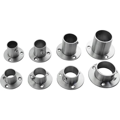 1Pcs Thick Stainless Steel Flange Seat for Wardrobe Curtain Cloth Rod Seat Round Tube Seats Bracket Household Furniture Hardware