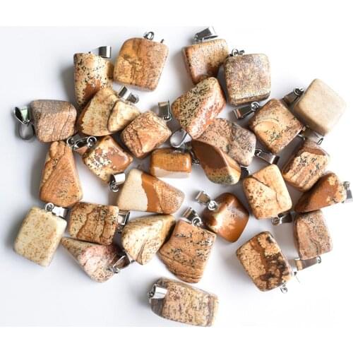 2020 Fashion hot-selling high quality Natural picture stone Irregular charm pendants 50pcs/lot wholesale free shipping