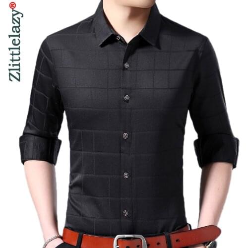 2020 brand new long sleeve men social shirt streetwear casual plaid shirts dress mens slim regular fit clothes fashions 91502
