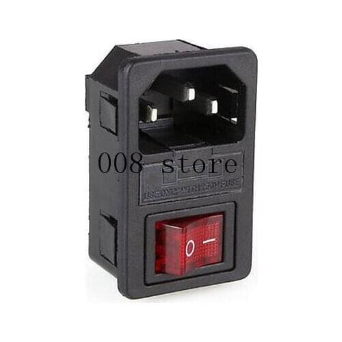 4 feet Red Rocker Switch Fused IEC 320 C14 Inlet Power Socket Fuse Switch Connector Plug Connector