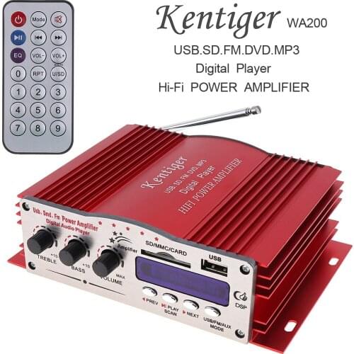 Car Amplifier 12V Hi-Fi Car Stereo Amplifier Digital Player Support USB SD FM MMC DVD MP3 Input for Car Motorcycle Home Audios