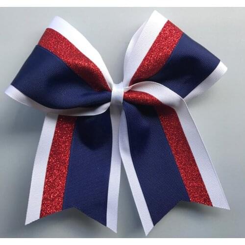 7.5inch Softball Hair Bows/White and custom color hairbows/Glitter Hair Bow Elastic rubber band Hair accessory hair bows