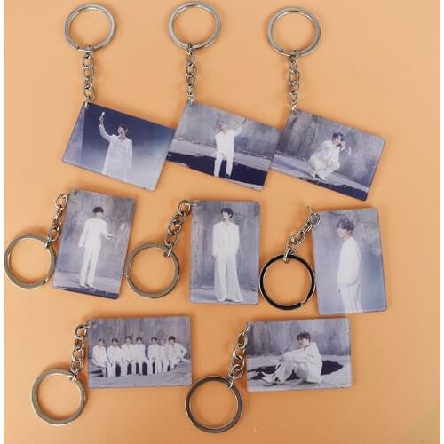 Kpop bangtan boys keychain new album photo keychian fashion korean jungkook keyring keyfob key pendant fans jewelry accessories