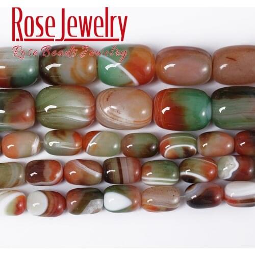 Natural Stone Beads Peacock Agates Drum Barrel Shape Beads Semi-Finished Handmade Bracelet Beads Accessory For Jewelry Making