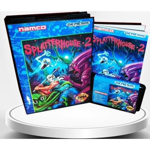 Splatter House 2 US Cover with Box and Manual for MD MegaDrive Genesis Video Game Console 16 bit MD card