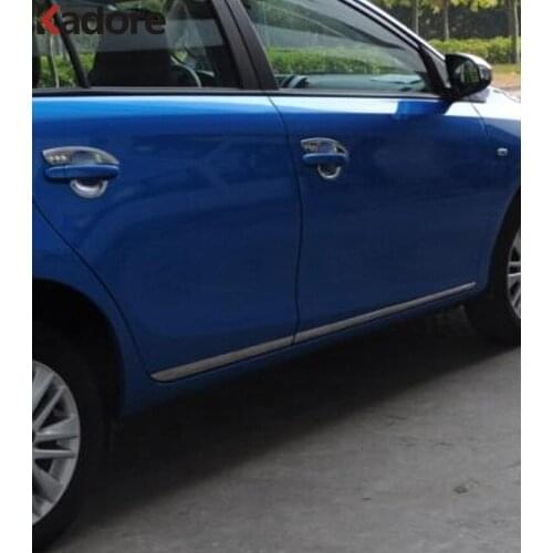 For Toyota Yaris Vios Sedan 4 Doors 2013 2014 ABS Chrome Side Door Body Molding Strips Accessories Trim Covers Car styling