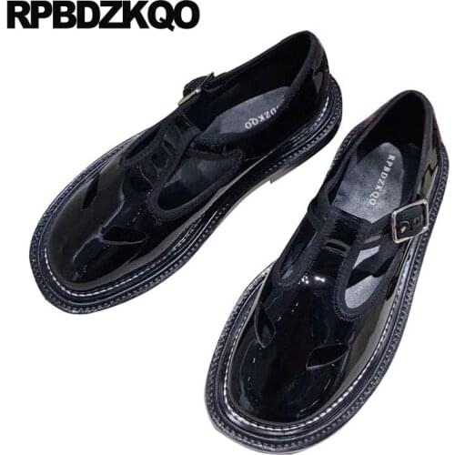 Breathable Ladies Designer Shoes Women Luxury 2021 Round Toe Patent Leather Cowhide Handmade Genuine Mary Jane Flats China Black