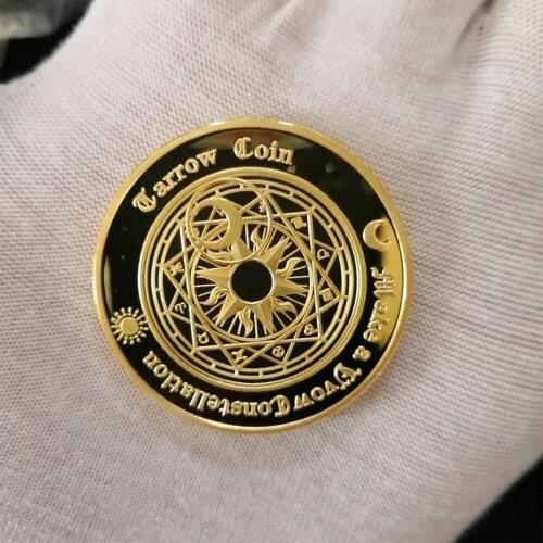 Europe Tarot Wishing magic Circle Souvenir Sun Moon Constellation Challenge Lucky Coins Badge