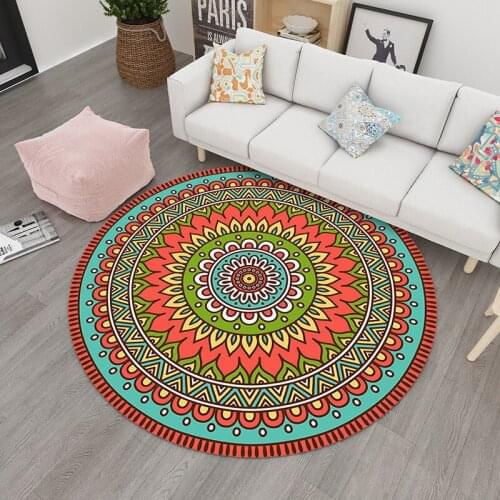 Bohemia Style Geometric Round Kichen Carpet Parlor Floor Mats Carpet for Living Room Bedroom Modern Non-slip Kids Play Area Rugs