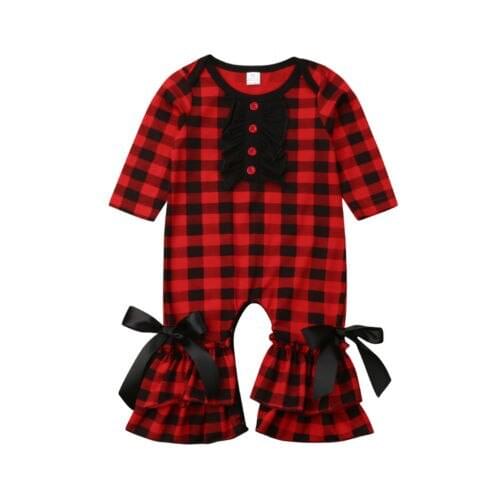 Newborn Baby Girls Ruffle Cotton Long Sleeve Romper Jumpsuit Clothes Outfits Size 0-24M