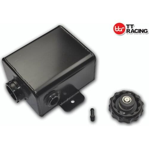 IO_EXP_BK - Fit WRX Civic 240SX Eclipse Coolant Expansion Catch Tank w Billet Cap 8AN Black