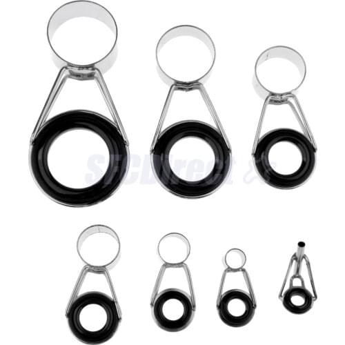 7Pcs/set Ceramic Ring Eyes Fishing Rod Tip Guides Ring Stainless Steel Frame Telescopic Surf Casting Fishing Rod Tips Rings