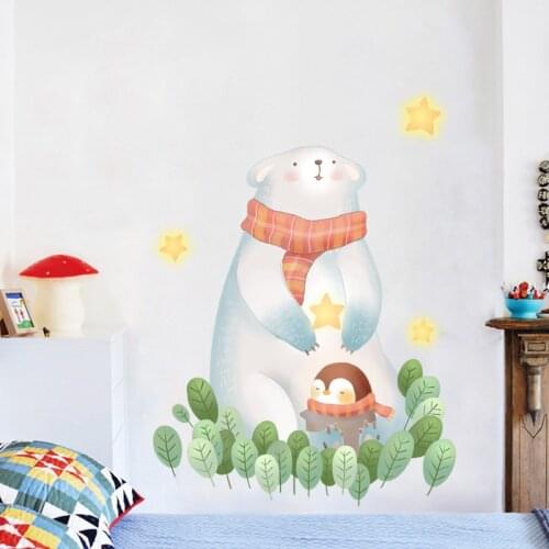 Nordic Creative Cartoon Wall Stickers Home Decor Living Room Bedroom Warm Childrens Room Decoration Self Adhesive Wallpaper