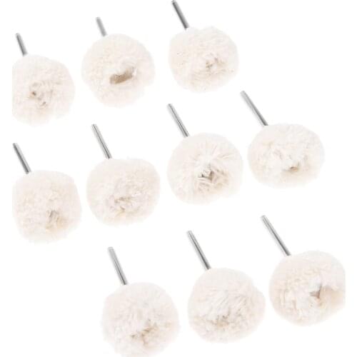 10Pcs 25mm Wool Polishing Buffing Wheels 1/8 inch Shank Jewelry Metals Grinding Wheels for Dremel Accessories Rotary Tools