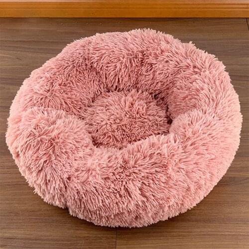 Round Long Plush Softy Dog Bed Cats Small Dogs High-quality Self-Warming Cat House Pet Supplies