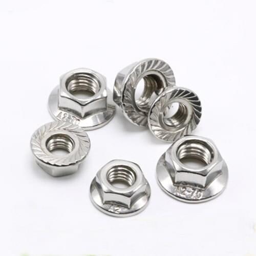 M3 M4 M5 M6 M8 M10 M12 304 Stainless Steel Hex Flange nut Non-slip Locking nuts screw cap High Quality